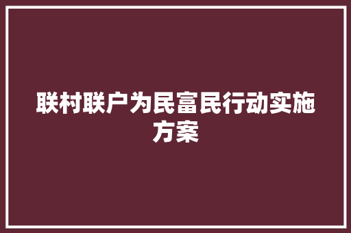 联村联户为民富民行动实施方案 简历模板