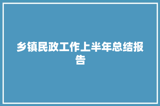 乡镇民政工作上半年总结报告 简历模板