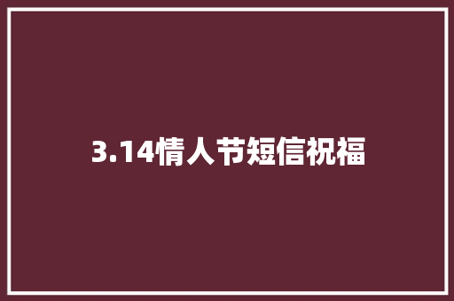3.14情人节短信祝福 报告写作