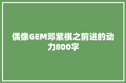 偶像GEM邓紫棋之前进的动力800字 词汇积累