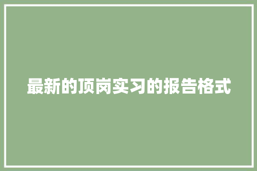 最新的顶岗实习的报告格式 写作素材