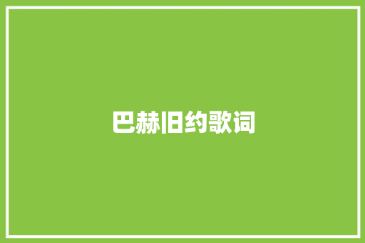 巴赫旧约歌词 报告写作