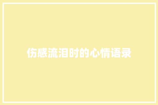 伤感流泪时的心情语录 写作社区