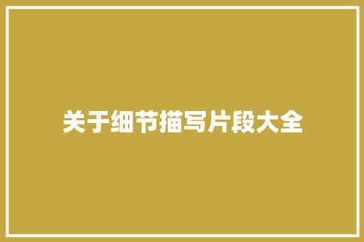 关于细节描写片段大全 词汇积累