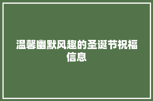 温馨幽默风趣的圣诞节祝福信息 商业文案
