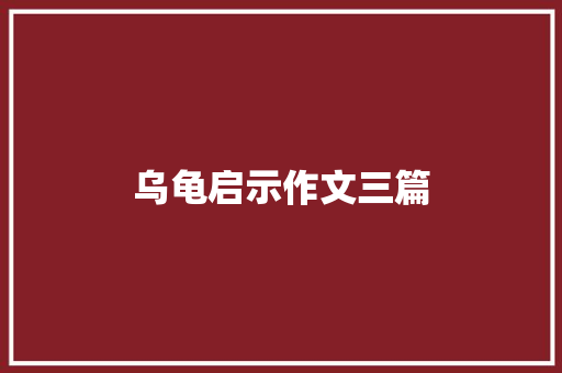 乌龟启示作文三篇 商业文案