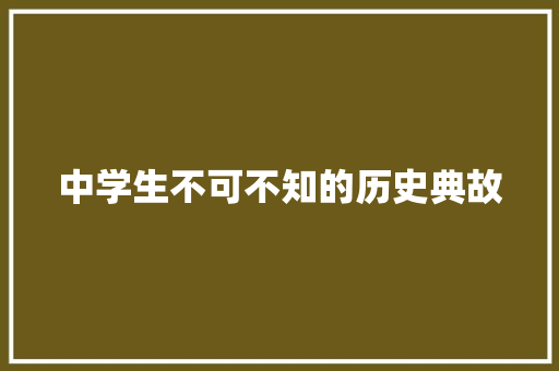 中学生不可不知的历史典故 词汇积累