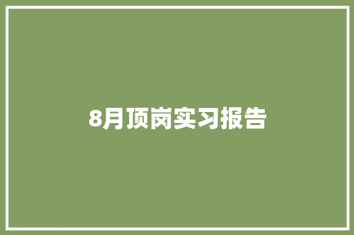8月顶岗实习报告
