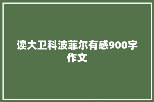 读大卫科波菲尔有感900字作文