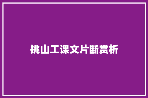 挑山工课文片断赏析 写作素材