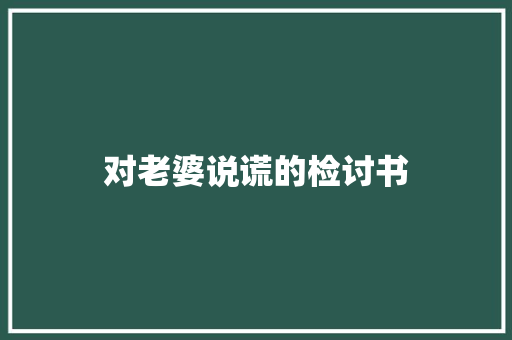 对老婆说谎的检讨书 范文赏析