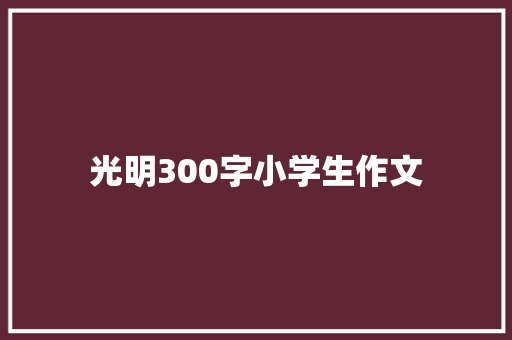 光明300字小学生作文 写作素材