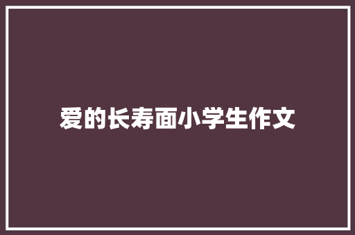 爱的长寿面小学生作文
