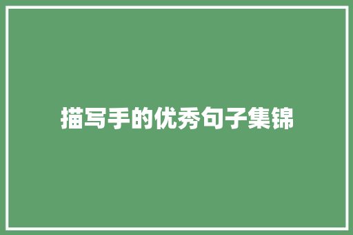描写手的优秀句子集锦 诗歌创作