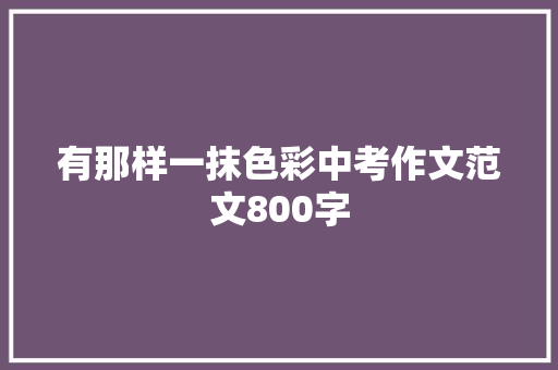 有那样一抹色彩中考作文范文800字