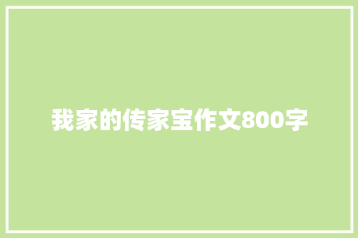 我家的传家宝作文800字