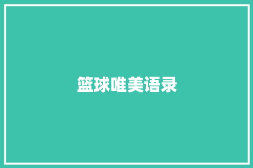 篮球唯美语录 报告写作