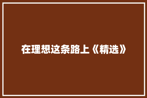 在理想这条路上《精选》