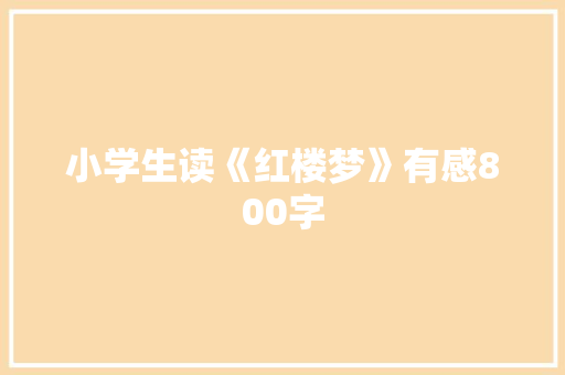 小学生读《红楼梦》有感800字 简历模板