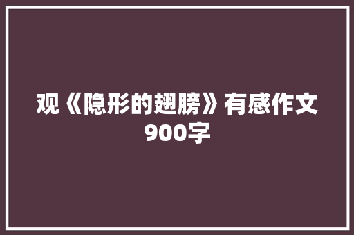 观《隐形的翅膀》有感作文900字 写作社区