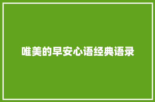 唯美的早安心语经典语录