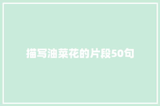 描写油菜花的片段50句 写作技巧