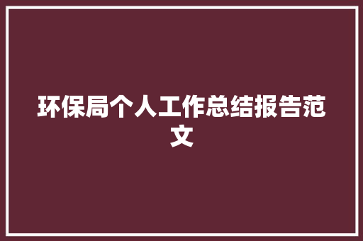 环保局个人工作总结报告范文 商业文案