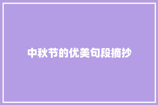 中秋节的优美句段摘抄 写作素材