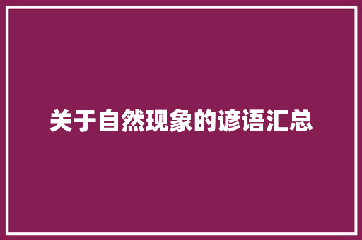 关于自然现象的谚语汇总 简历模板