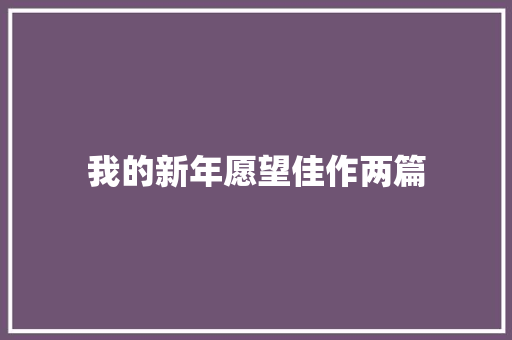 我的新年愿望佳作两篇 范文赏析