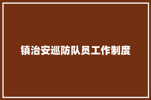 镇治安巡防队员工作制度 写作技巧