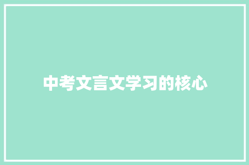 中考文言文学习的核心 报告写作
