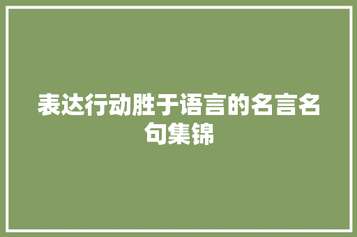 表达行动胜于语言的名言名句集锦 写作素材