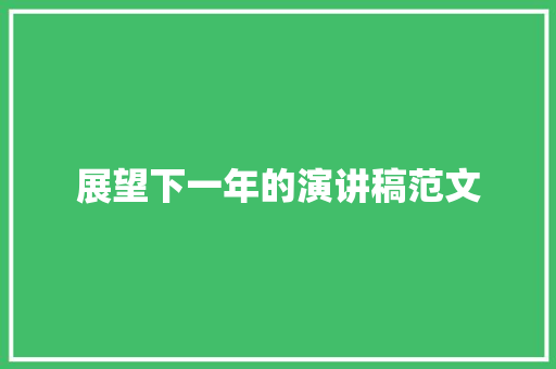展望下一年的演讲稿范文 报告写作