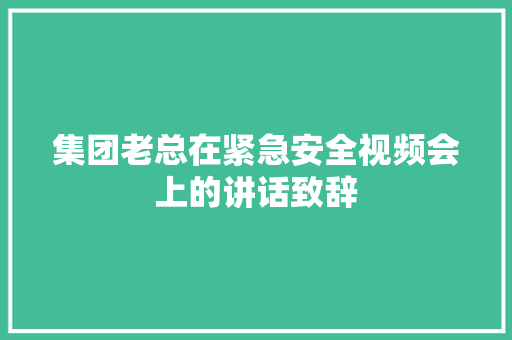 集团老总在紧急安全视频会上的讲话致辞 写作社区