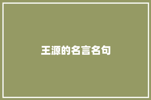 王源的名言名句 词汇积累