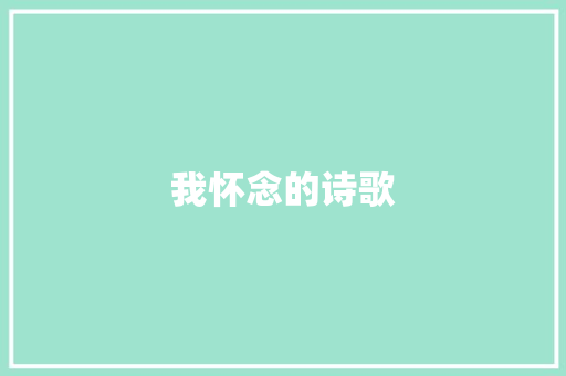 我怀念的诗歌 简历模板