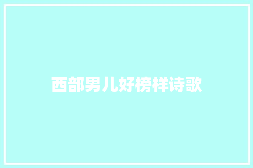 西部男儿好榜样诗歌