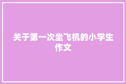 关于第一次坐飞机的小学生作文 范文赏析