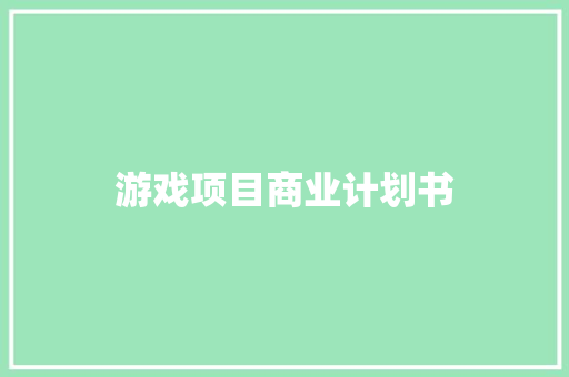 游戏项目商业计划书 写作素材