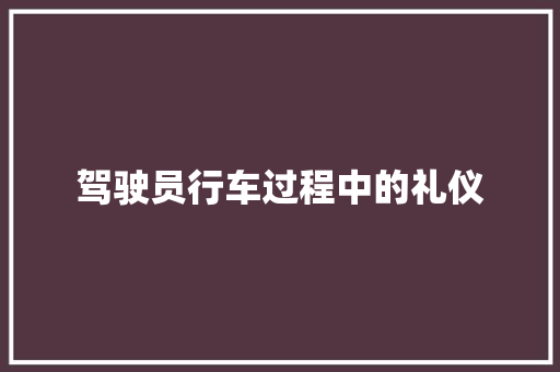 驾驶员行车过程中的礼仪 写作社区