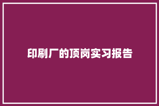 印刷厂的顶岗实习报告 写作素材