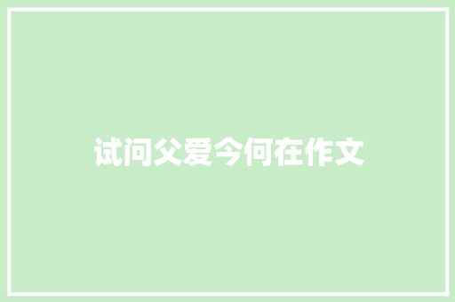试问父爱今何在作文