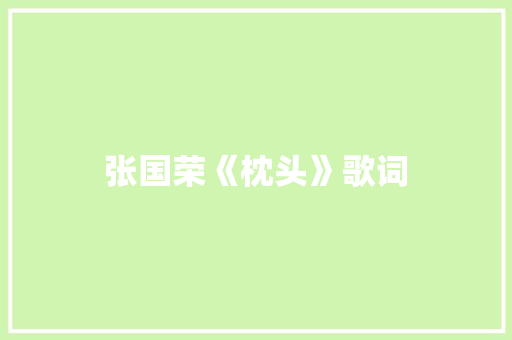 张国荣《枕头》歌词 范文赏析