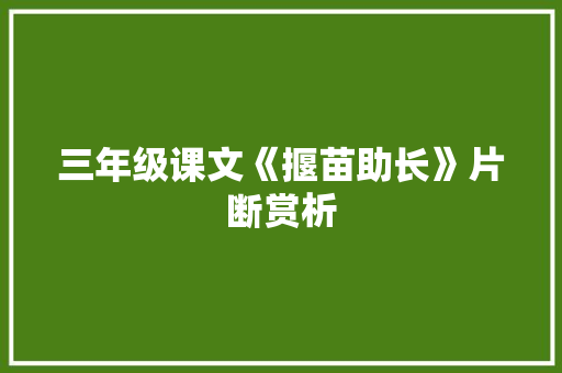 三年级课文《揠苗助长》片断赏析 写作素材