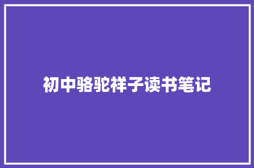 初中骆驼祥子读书笔记 商业文案