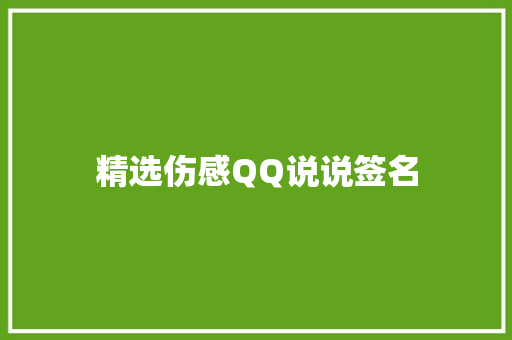 精选伤感QQ说说签名 商业文案