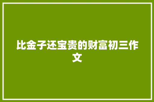 比金子还宝贵的财富初三作文 写作素材