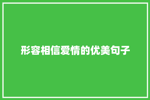 形容相信爱情的优美句子 范文赏析
