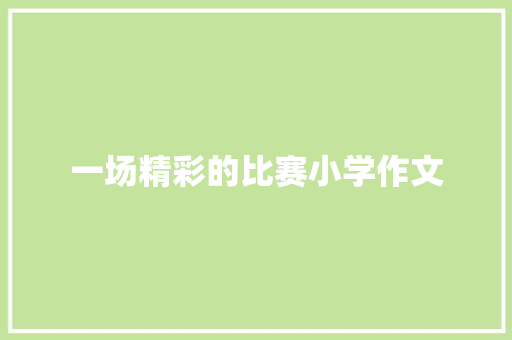 一场精彩的比赛小学作文